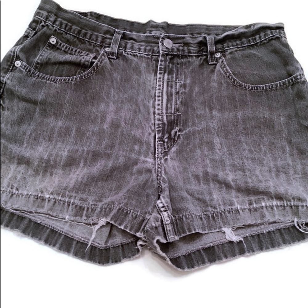 Vintage Jordache Jeans Black Distressed High-Waisted Cutoffs Size 17/18